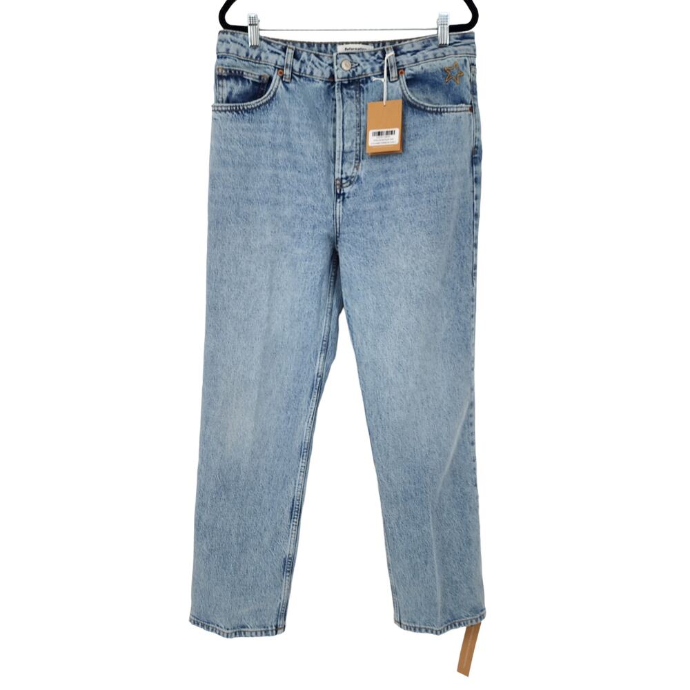 Reformation Cynthia High Rise Straight Jeans Star Embroidered Sloane Size 31